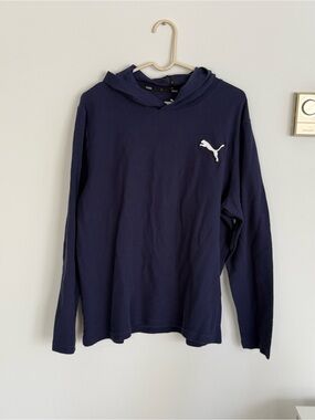 Puma Navy Blue Pullover Hoodie with White Logo